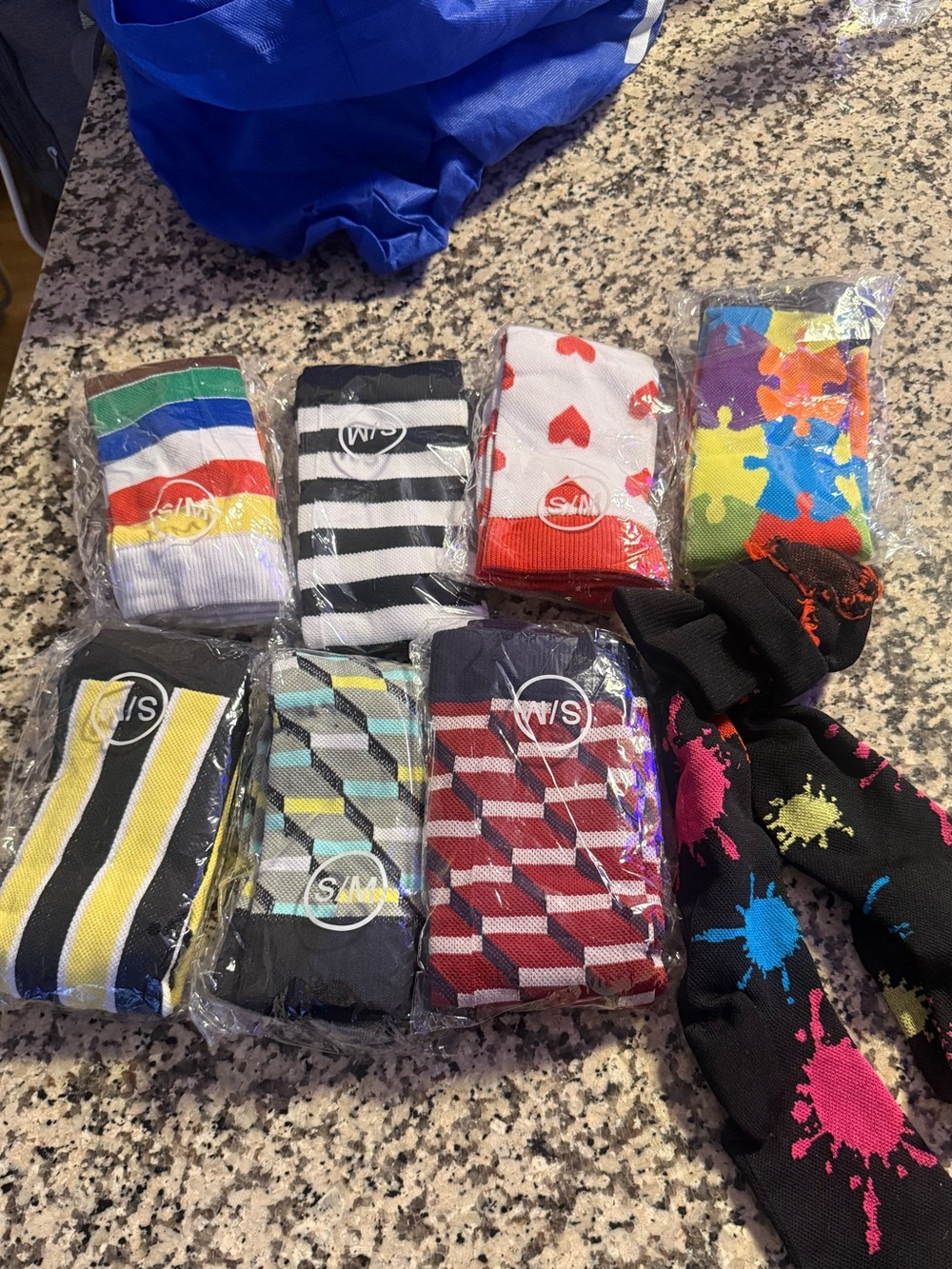 Women's Black Paint-Splash Crew Socks - Unbranded